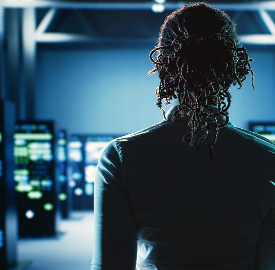 Woman entering a tech room